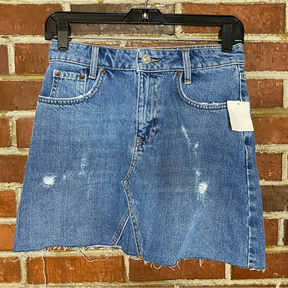 BDG Urban Outfitters High Waisted Raw Hem Denim Skirt Size S - Picture 2 of 9